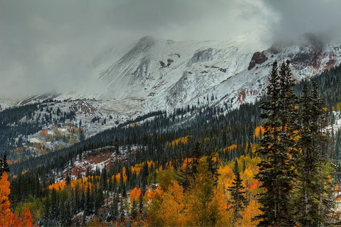 Dark Storm Over Red Mountain Pass White Modern Wood Framed Art Print with Double Matting by Sherrell, Bill