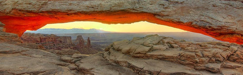 New Day Dawning At Mesa Arch Black Ornate Wood Framed Art Print with Double Matting by Sherrell, Bill