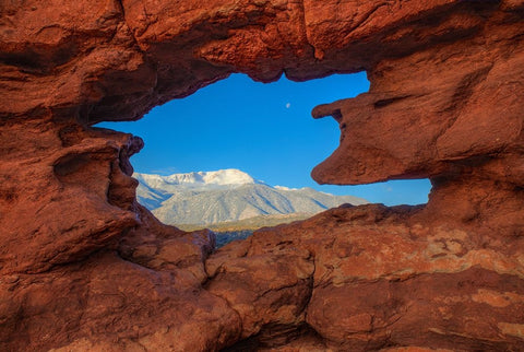 A Peek Of Pikes Peak Black Ornate Wood Framed Art Print with Double Matting by Sherrell, Bill