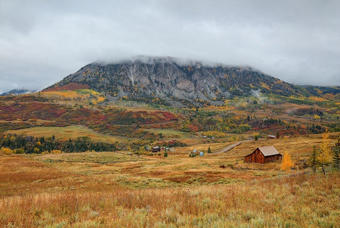 Autumn Barn At Deep Creek Mesa Black Modern Wood Framed Art Print by Sherrell, Bill