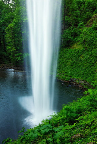 Beauty Behind A Waterfall Black Modern Wood Framed Art Print by Sherrell, Bill