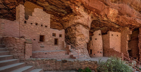 Cliff Dwellings in Manitou Springs Colorado Black Modern Wood Framed Art Print by Sherrell, Bill
