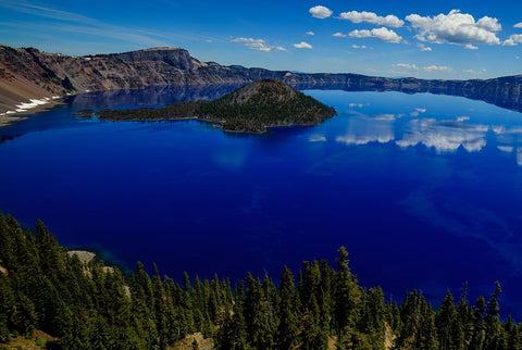 Crater Lake 1 White Modern Wood Framed Art Print with Double Matting by Sherrell, Bill