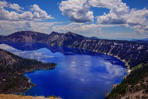 Crater Lake 2 Black Ornate Wood Framed Art Print with Double Matting by Sherrell, Bill