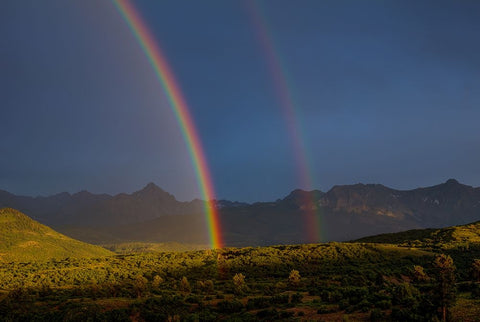 Double Rainbow Over Mount Sneffels 1 Black Modern Wood Framed Art Print by Sherrell, Bill