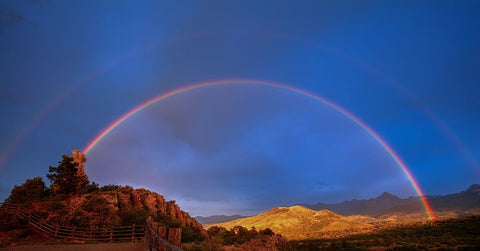 Double Rainbow Over Mount Sneffels 2 Black Modern Wood Framed Art Print by Sherrell, Bill
