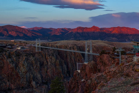 Sunrise Over Royal Gorge Bridge 1 Black Ornate Wood Framed Art Print with Double Matting by Sherrell, Bill