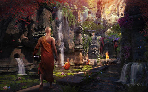 Hidden Sanctuary Black Ornate Wood Framed Art Print with Double Matting by Gray, Cameron