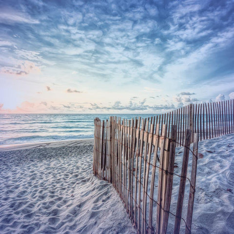 Daybreak on the Dunes Pale Blues in Square Black Modern Wood Framed Art Print by Celebrate Life Gallery