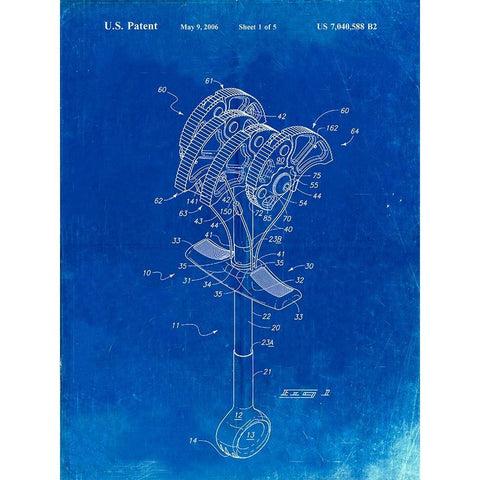 PP61-Faded Blueprint Omega Pacific Link Climbing Cam Patent Poster White Modern Wood Framed Art Print by Borders, Cole