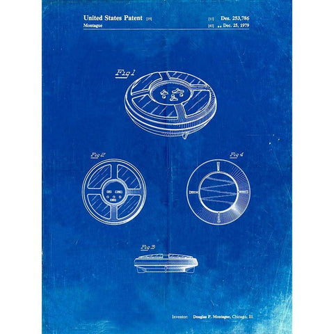 PP253-Faded Blueprint Simon Patent Poster White Modern Wood Framed Art Print by Borders, Cole