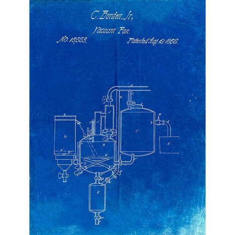 PP256-Faded Blueprint Pasteurized Milk Patent Poster White Modern Wood Framed Art Print by Borders, Cole