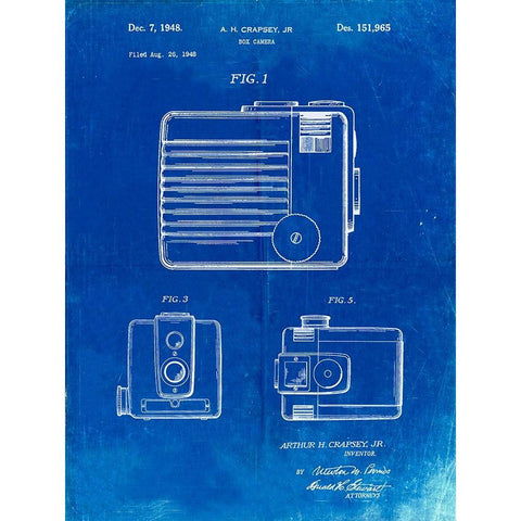 PP606-Faded Blueprint Kodak Brownie Hawkeye Patent Poster Black Modern Wood Framed Art Print with Double Matting by Borders, Cole