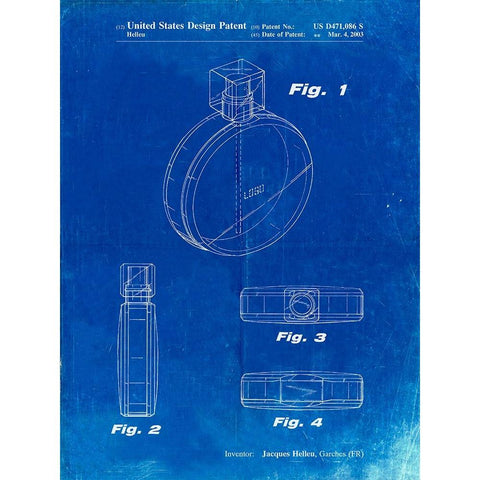 PP630-Faded Blueprint Perfume Jar Poster Gold Ornate Wood Framed Art Print with Double Matting by Borders, Cole