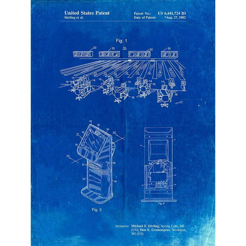 PP654-Faded Blueprint Bowling Alley Patent Poster Black Modern Wood Framed Art Print by Borders, Cole