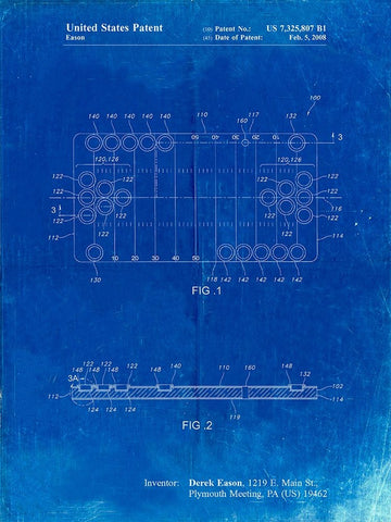PP731-Faded Blueprint Beer Pong Patent Poster White Modern Wood Framed Art Print with Double Matting by Borders, Cole