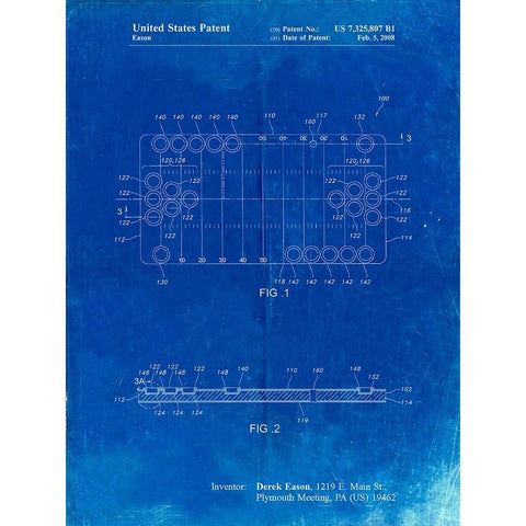 PP731-Faded Blueprint Beer Pong Patent Poster Gold Ornate Wood Framed Art Print with Double Matting by Borders, Cole
