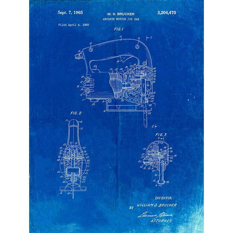 PP739-Faded Blueprint Black And Decker Jigsaw Patent Poster Black Modern Wood Framed Art Print by Borders, Cole