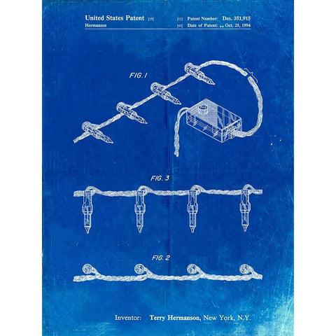 PP763-Faded Blueprint Christmas Lights Poster Black Modern Wood Framed Art Print with Double Matting by Borders, Cole