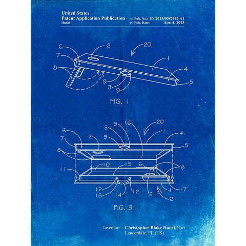 PP774-Faded Blueprint Corn Hole Board Patent Poster Black Modern Wood Framed Art Print by Borders, Cole