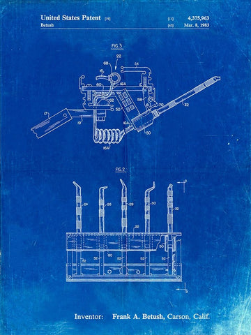 PP779-Faded Blueprint Dental Tools Patent Poster Black Ornate Wood Framed Art Print with Double Matting by Borders, Cole