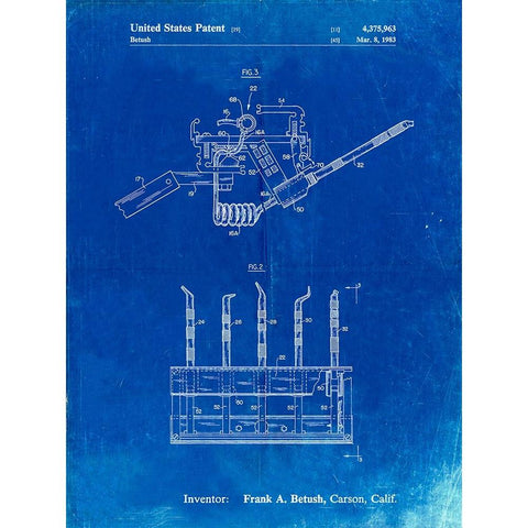 PP779-Faded Blueprint Dental Tools Patent Poster Black Modern Wood Framed Art Print by Borders, Cole