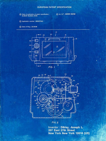 PP791-Faded Blueprint Easy Bake Oven Patent Poster White Modern Wood Framed Art Print with Double Matting by Borders, Cole