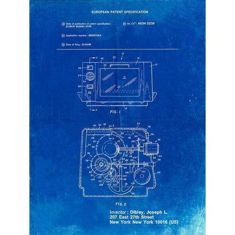 PP791-Faded Blueprint Easy Bake Oven Patent Poster Gold Ornate Wood Framed Art Print with Double Matting by Borders, Cole