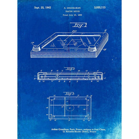 PP802-Faded Blueprint Etch A Sketch Poster Poster Black Modern Wood Framed Art Print by Borders, Cole