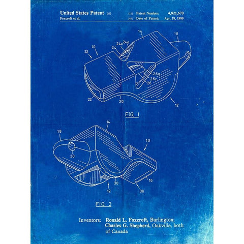 PP851-Faded Blueprint Fox 40 Coachs Whistle Patent Poster White Modern Wood Framed Art Print by Borders, Cole