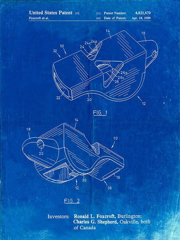 PP851-Faded Blueprint Fox 40 Coachs Whistle Patent Poster Black Ornate Wood Framed Art Print with Double Matting by Borders, Cole