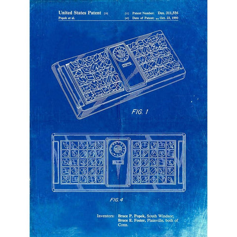 PP872-Faded Blueprint Hasbro Concept Game Patent Poster Gold Ornate Wood Framed Art Print with Double Matting by Borders, Cole