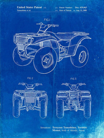 PP902-Faded Blueprint Kawasaki Prairie Patent Poster Black Ornate Wood Framed Art Print with Double Matting by Borders, Cole