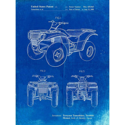 PP902-Faded Blueprint Kawasaki Prairie Patent Poster Black Modern Wood Framed Art Print with Double Matting by Borders, Cole