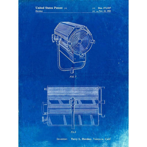 PP961-Faded Blueprint Mole-Richardson Film Light Patent Poster Black Modern Wood Framed Art Print with Double Matting by Borders, Cole