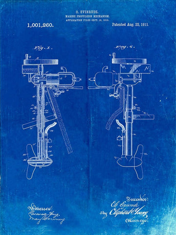 PP979-Faded Blueprint Otoscope Patent Print Black Ornate Wood Framed Art Print with Double Matting by Borders, Cole