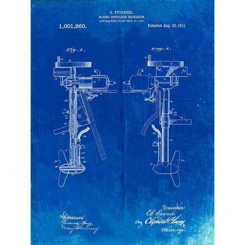 PP979-Faded Blueprint Otoscope Patent Print Black Modern Wood Framed Art Print by Borders, Cole