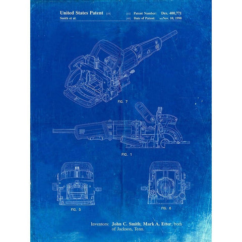 PP989-Faded Blueprint Plate Joiner Patent Poster White Modern Wood Framed Art Print by Borders, Cole