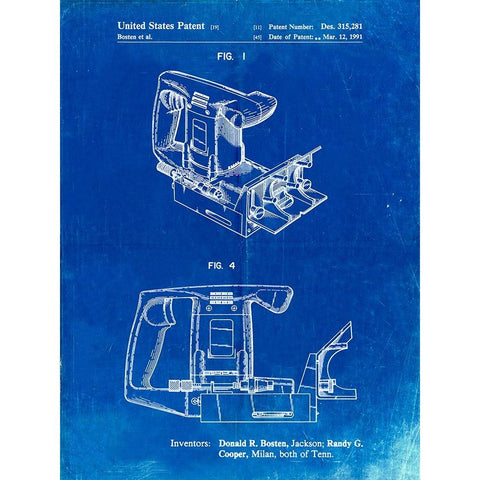 PP990-Faded Blueprint Plate Joiner Poster Gold Ornate Wood Framed Art Print with Double Matting by Borders, Cole