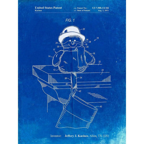 PP1067-Faded Blueprint Stocking Holder Poster Black Modern Wood Framed Art Print with Double Matting by Borders, Cole