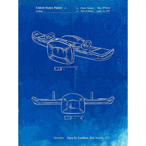 PP1087-Faded Blueprint Teeter Totter Poster White Modern Wood Framed Art Print by Borders, Cole