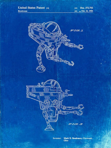 PP1107-Faded Blueprint Mattel Space Walking Toy Patent Poster Black Ornate Wood Framed Art Print with Double Matting by Borders, Cole
