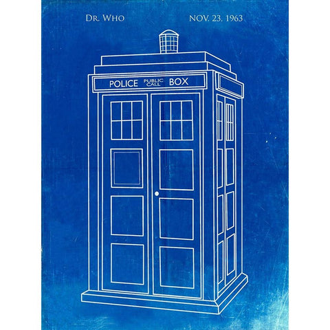 PP189- Faded Blueprint Doctor Who Tardis Poster Gold Ornate Wood Framed Art Print with Double Matting by Borders, Cole