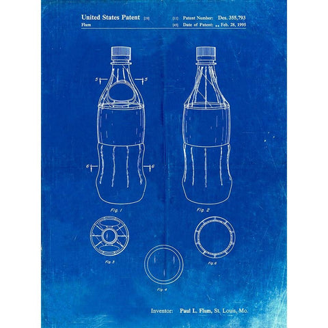 PP432-Faded Blueprint Coke Bottle Display Cooler Patent Poster Gold Ornate Wood Framed Art Print with Double Matting by Borders, Cole