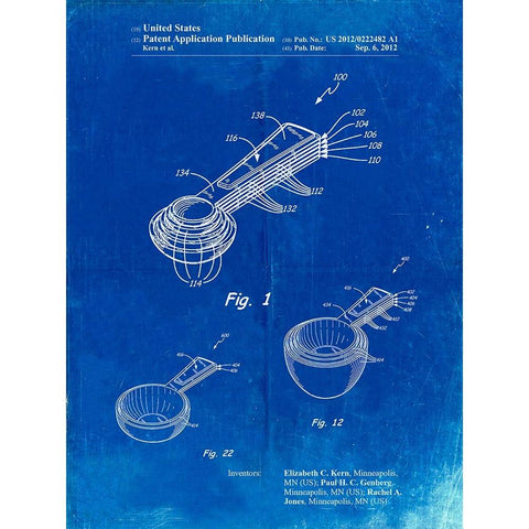 PP484-Faded Blueprint Stacking Measuring Cups Patent Poster Gold Ornate Wood Framed Art Print with Double Matting by Borders, Cole