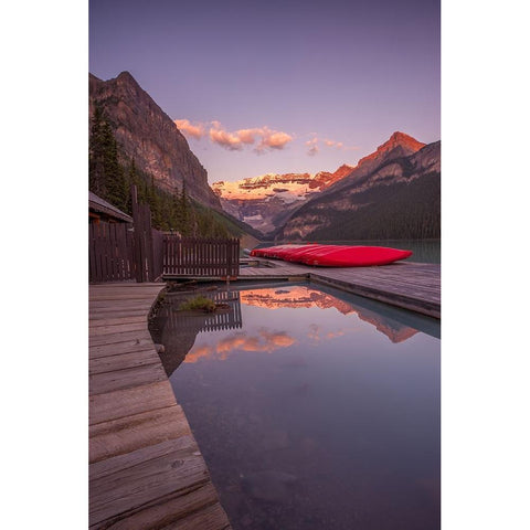 Kayak Launch Black Modern Wood Framed Art Print with Double Matting by Ballard, Dan