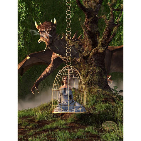 Dragon Bait Gold Ornate Wood Framed Art Print with Double Matting by Eskridge, Daniel