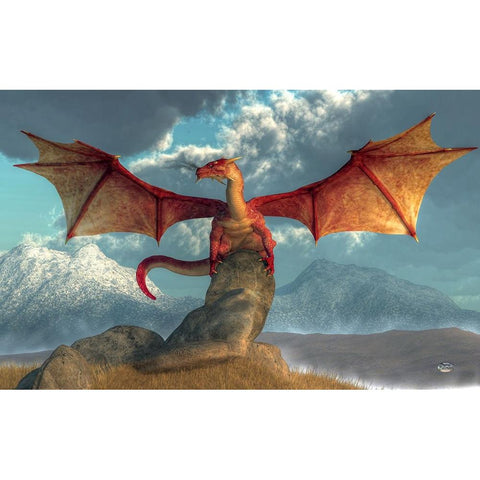 Fire Dragon White Modern Wood Framed Art Print by Eskridge, Daniel