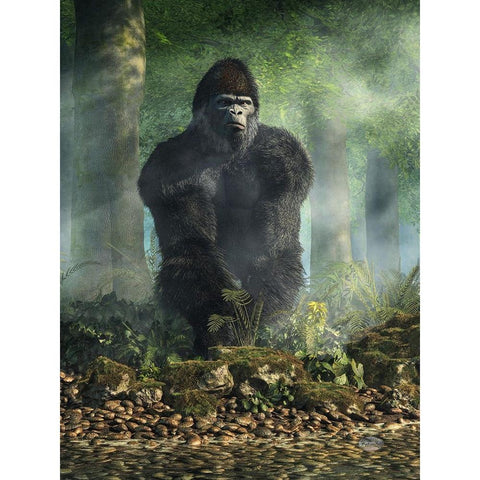 Gorilla Black Modern Wood Framed Art Print by Eskridge, Daniel