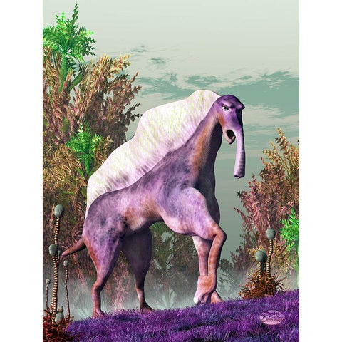 Purple Fantasy Creature White Modern Wood Framed Art Print by Eskridge, Daniel